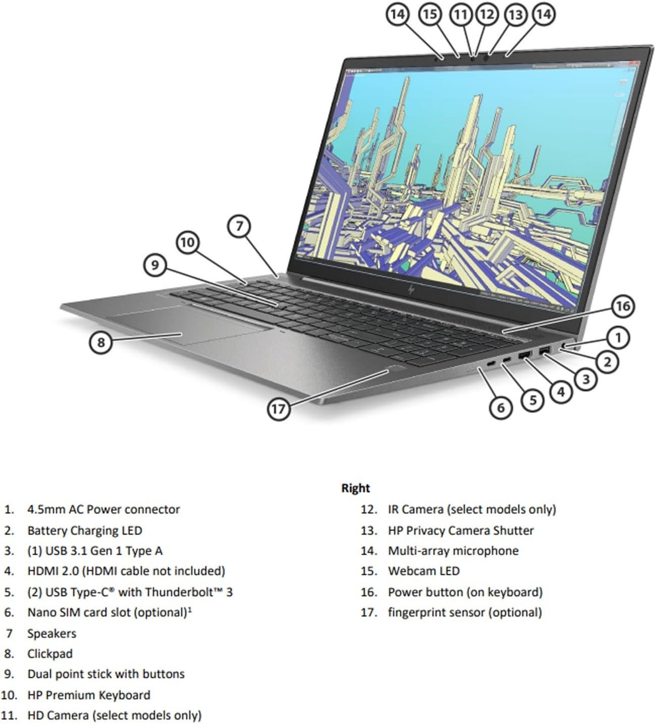4K HP ZBook Fury 15 G7 Intel i7-10850H w/ NVIDIA T1000/ 32GB RAM 512GB SSD W11p