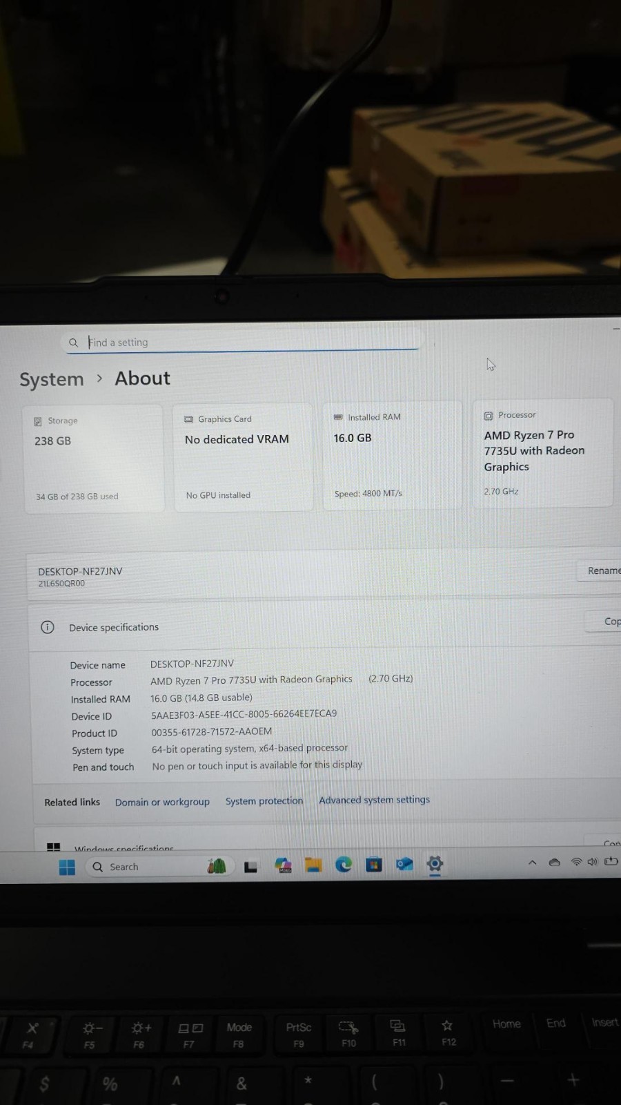 Lenovo ThinkPad L14 Gen 5 Ryzen 7 PRO 7735U 16GB 256GB W11P/Original box charger
