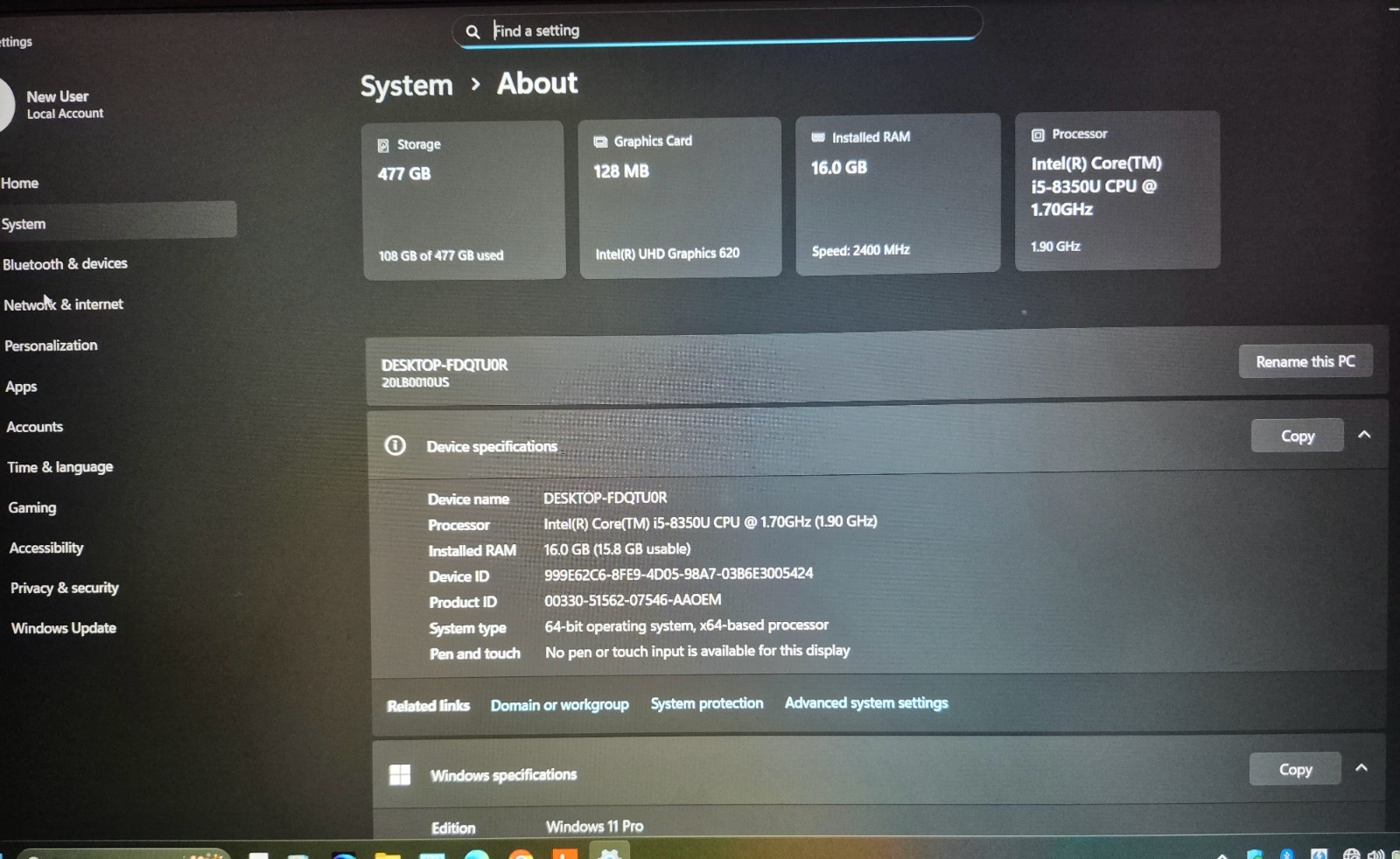 LENOVO THINKPAD P52S i5-8350U 16GB 512GB QUADRO P500 WIN 11 + OFFICE PRO 2024