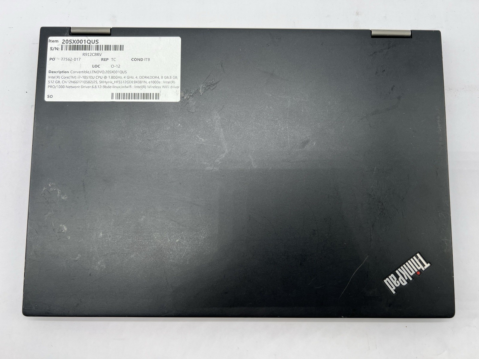 Lenovo ThinkPad X13 Yoga Gen 1-i7-10510U-1.80GHz-16GB RAM-512GB NVMe-No OS/AC
