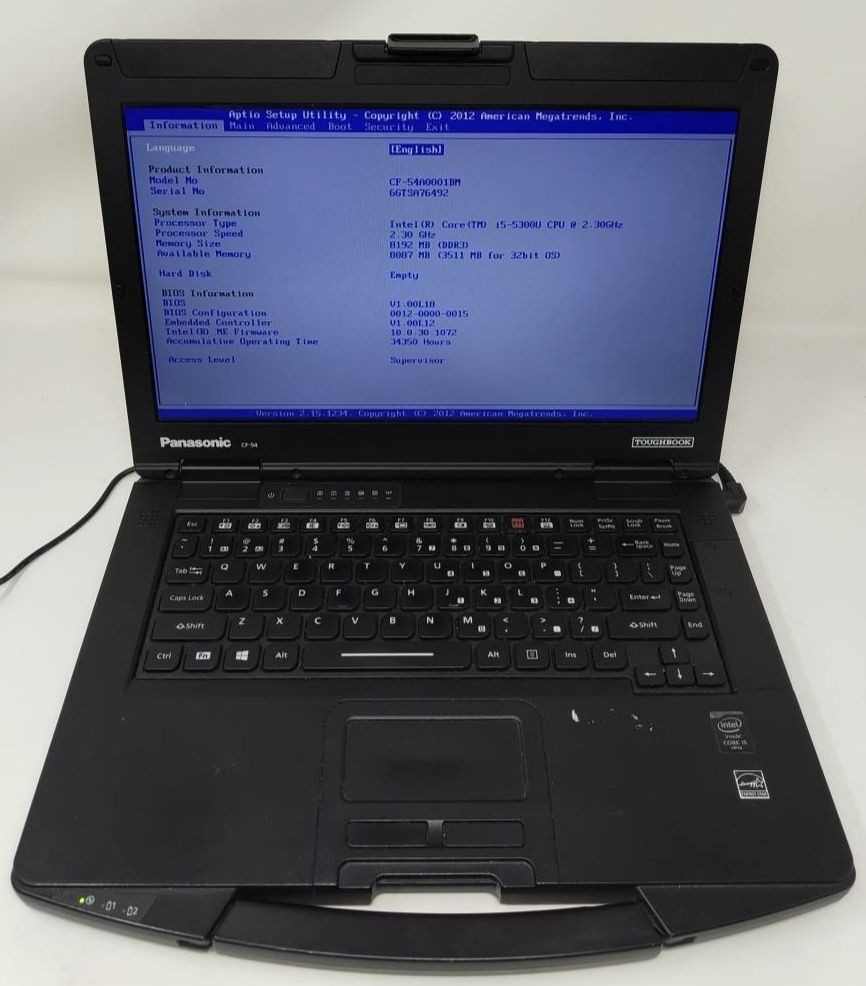 PANASONIC CF-54-1 Toughbook Core I5-5300U 8GB SEE NOTES