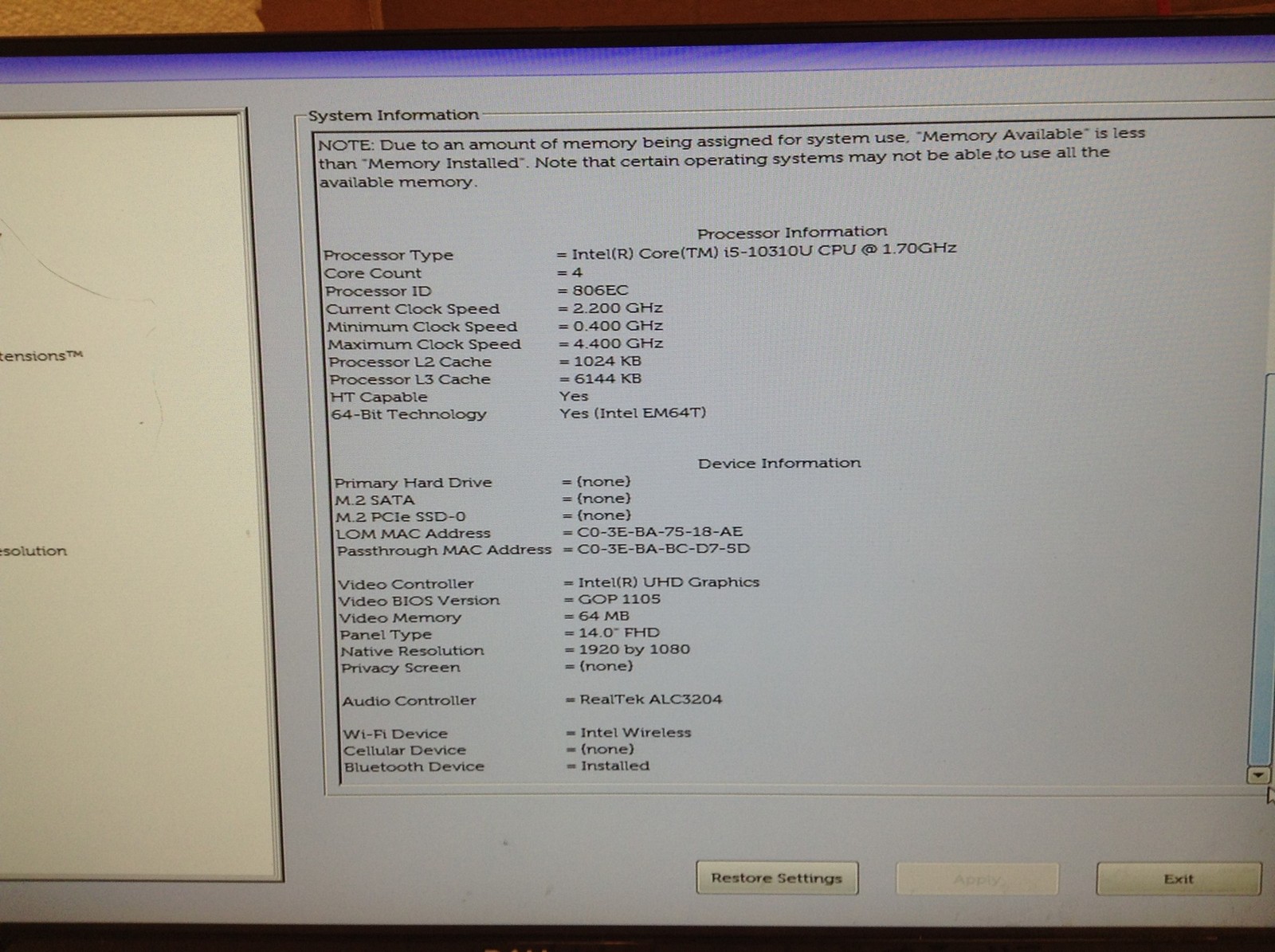 Dell Latitude 5410 i5-10310U 1.70GHz 14″ FHD Laptop,For Parts, AS-IS, FREE SHIP