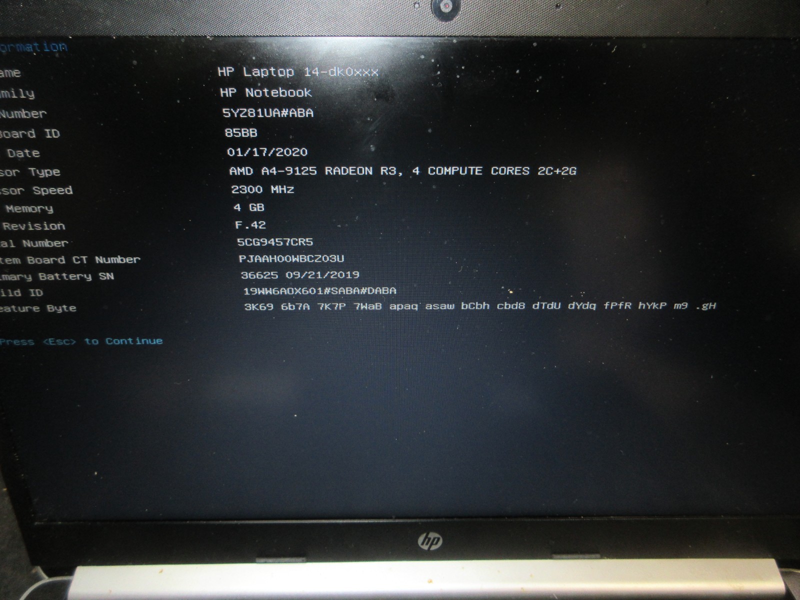 HP 14-dk0xxx 14″ Laptop AMD A4-9125@ 2.3GHz 4GB RAM 1TB HDD NO OS