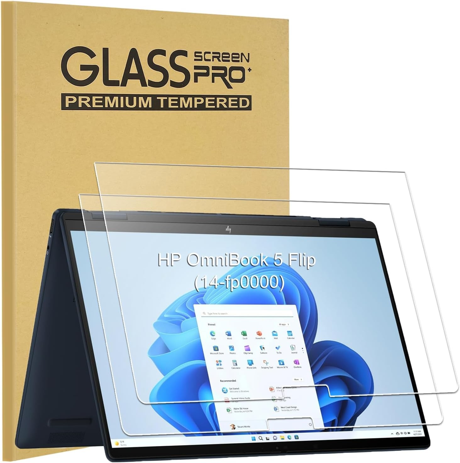 Tempered Glass Screen Protector for 2025 New HP OmniBook 5 Flip 14″ Laptop 2-Pac