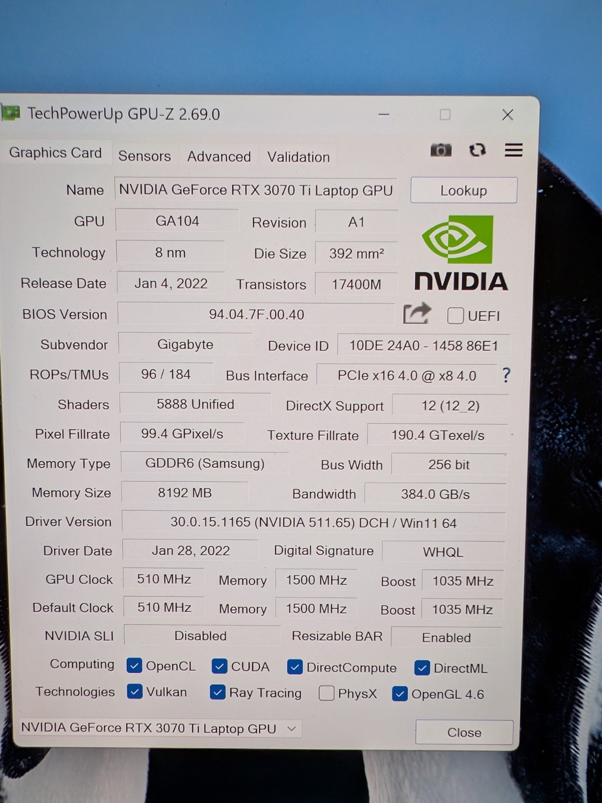 Gigabyte Aero 16 Core i7 12700H 32GB 1TB SSD RTX 3070Ti 4K AMOLED Laptop