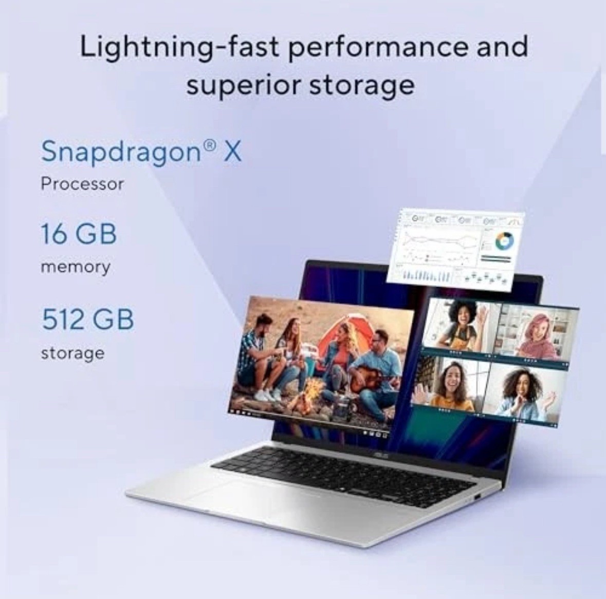 ASUS VIVOBOOK 14 LAPTOP 14” WUXGA 60 HZ QUALCOMM SNAPDRAGON X 16GB 512GB SSD