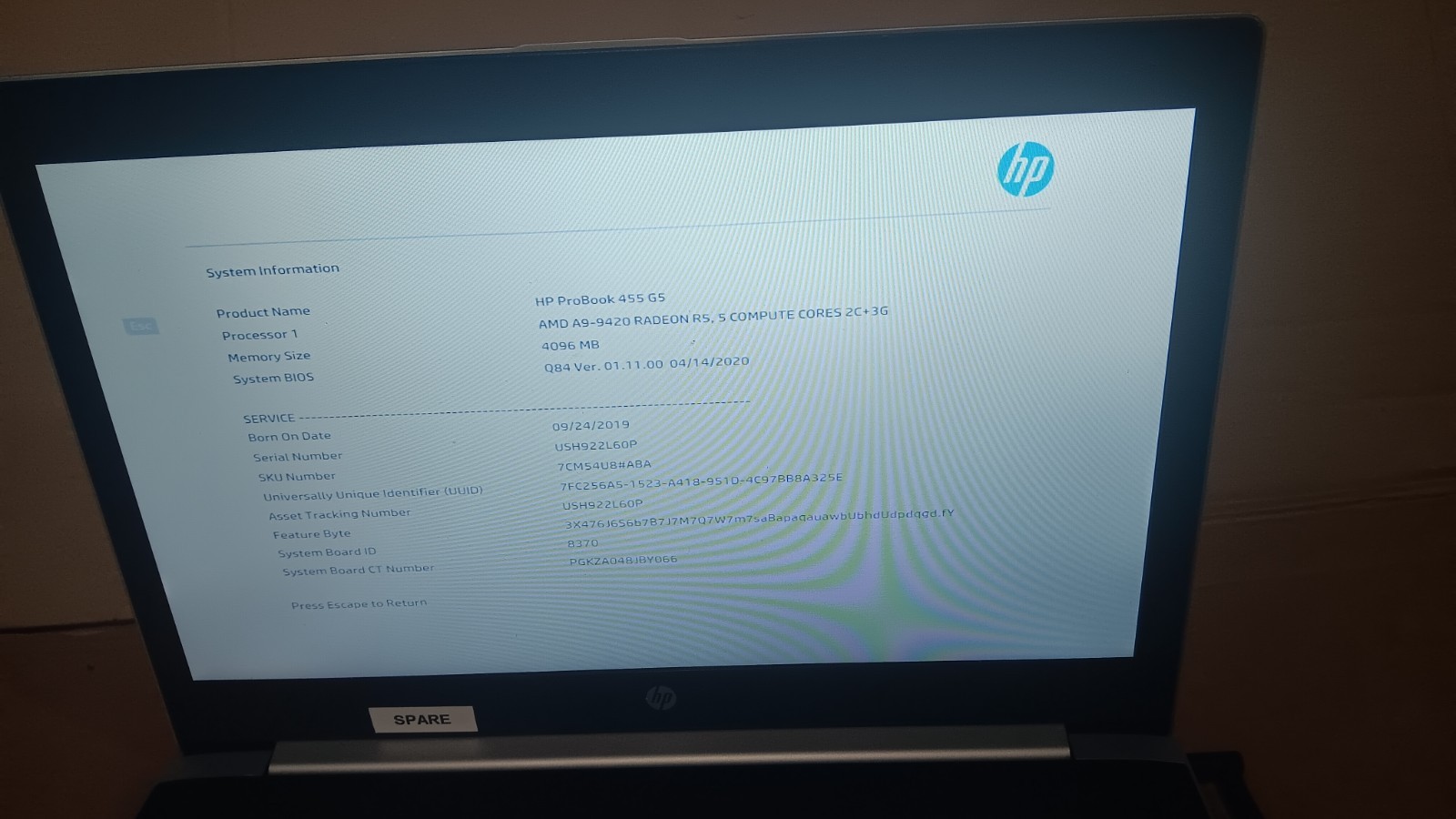 HP ProBook 455 G5 Laptop AMD A9-9420 Radeon R5 CPU 15.6″ LCD Screen Boots Parts