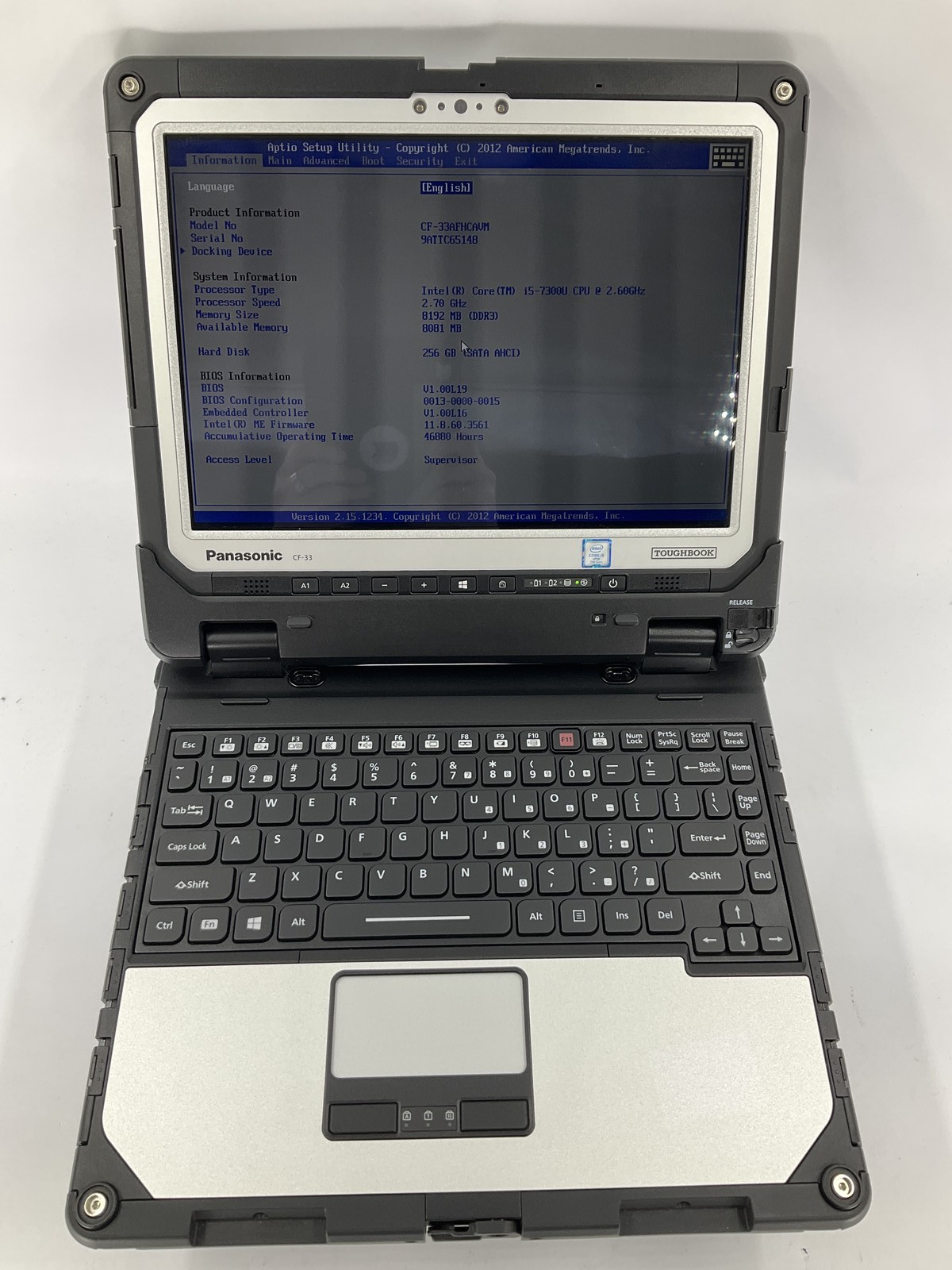 Panasonic ToughBook CF-33 12″ Touch Core i5-7300U 256GB 8GB NO OS