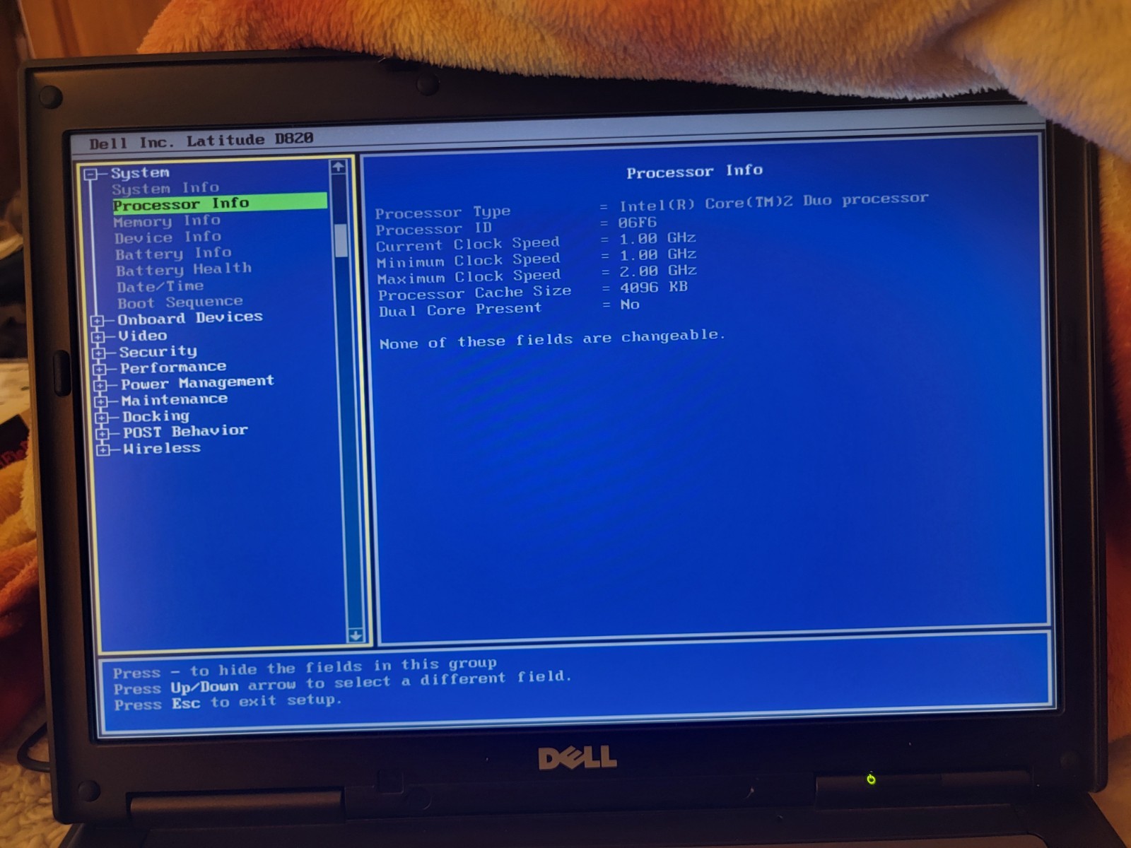 Dell D820 Lattitude Laptop – Intel Centrino Duo- Passed Tests on XP- for PARTS