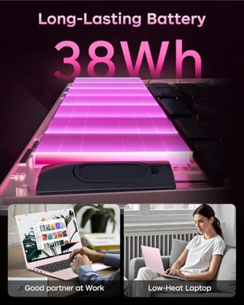 Pink Laptop, 16GB RAM 512GB SSD Laptops with Pentium Gold 6500Y (Up to