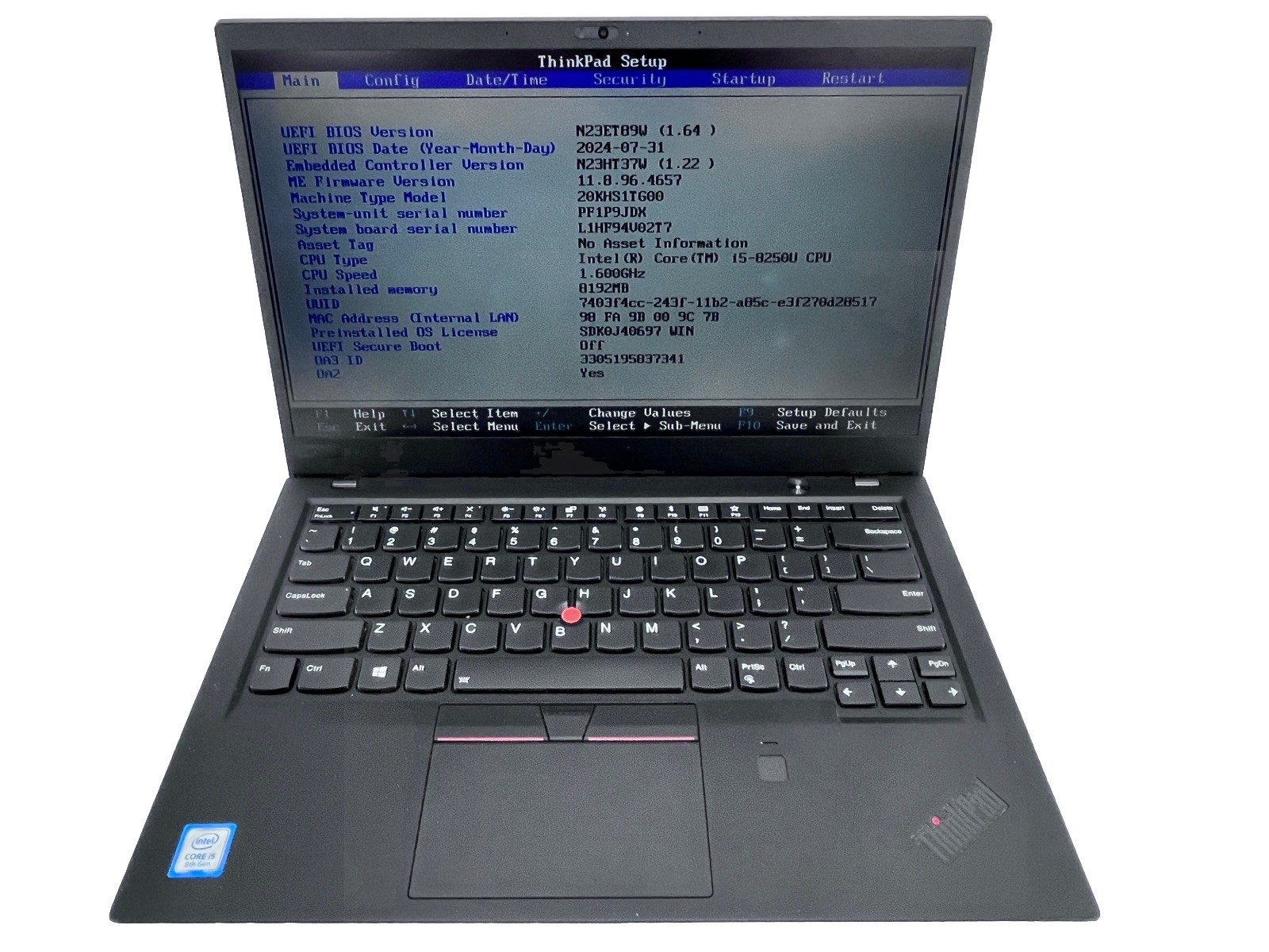 Lenovo ThinkPad X1 Carbon 6th Gen 14″ FHD i5-8250U 1.60GHz 8GB 256GB *Grade C*