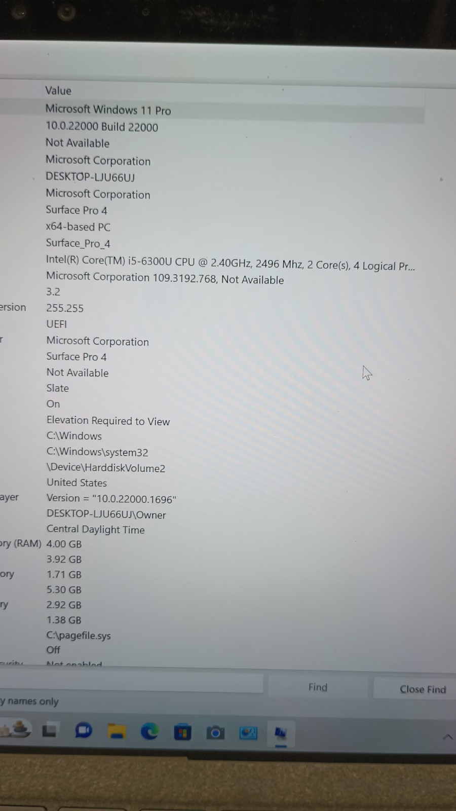 1083 SurfacePro 4. No charger!! i5-6300U.4GB.128GB NVMe.12.3″2.5K Touch.W11.Read