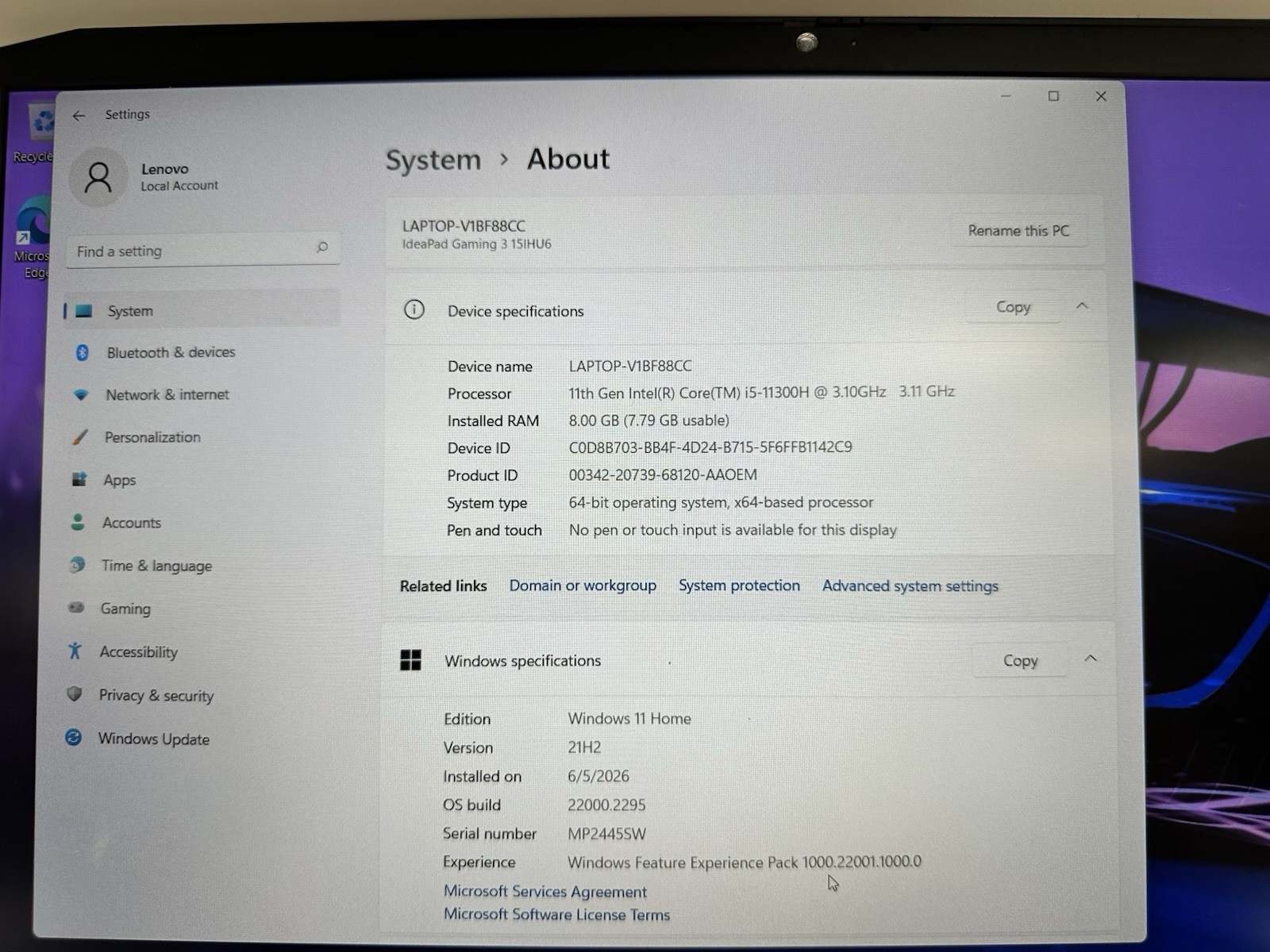 Lenovo IdeaPad 3 15IHU6 15.6” (512GB SSD Intel Core i5-11300H 3.1GHz 8GB…