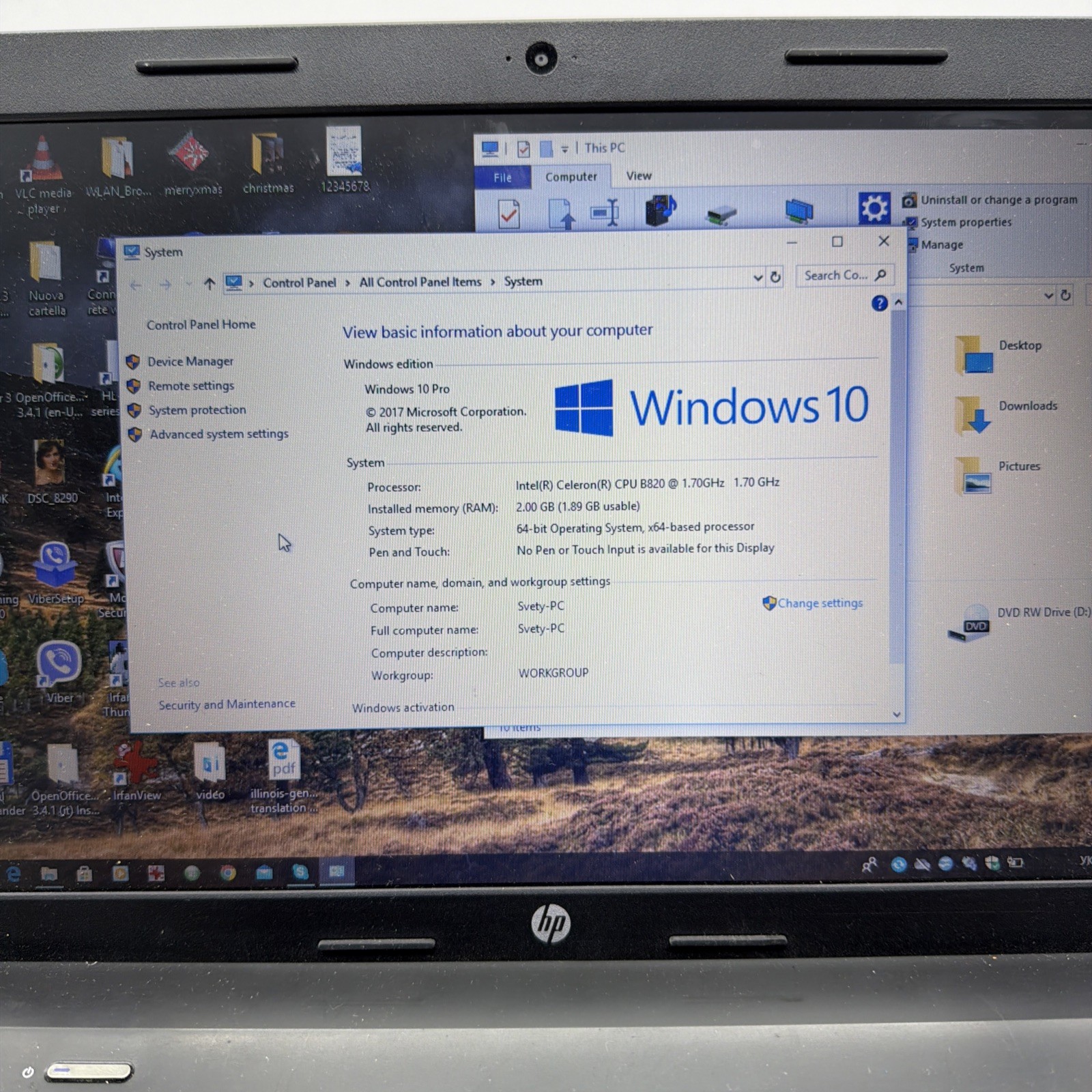 HP Notebook 650 320GB HDD Celeron B820 2GB RAM 15.6″ Laptop ( 650 ) USED