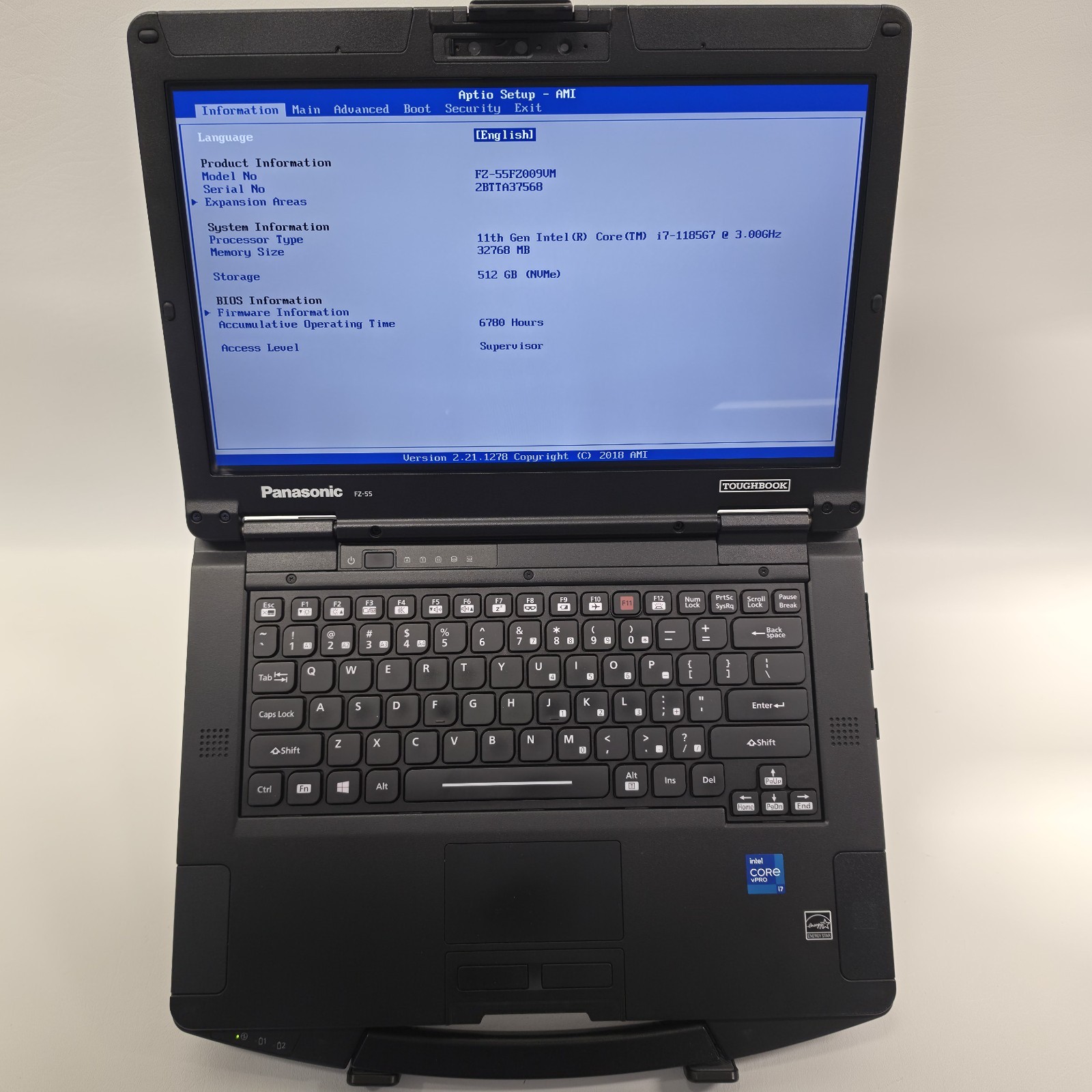 Panasonic Toughbook FZ-55 MK2 FHD I7-1185G7 32GB 512 NO OS/AC