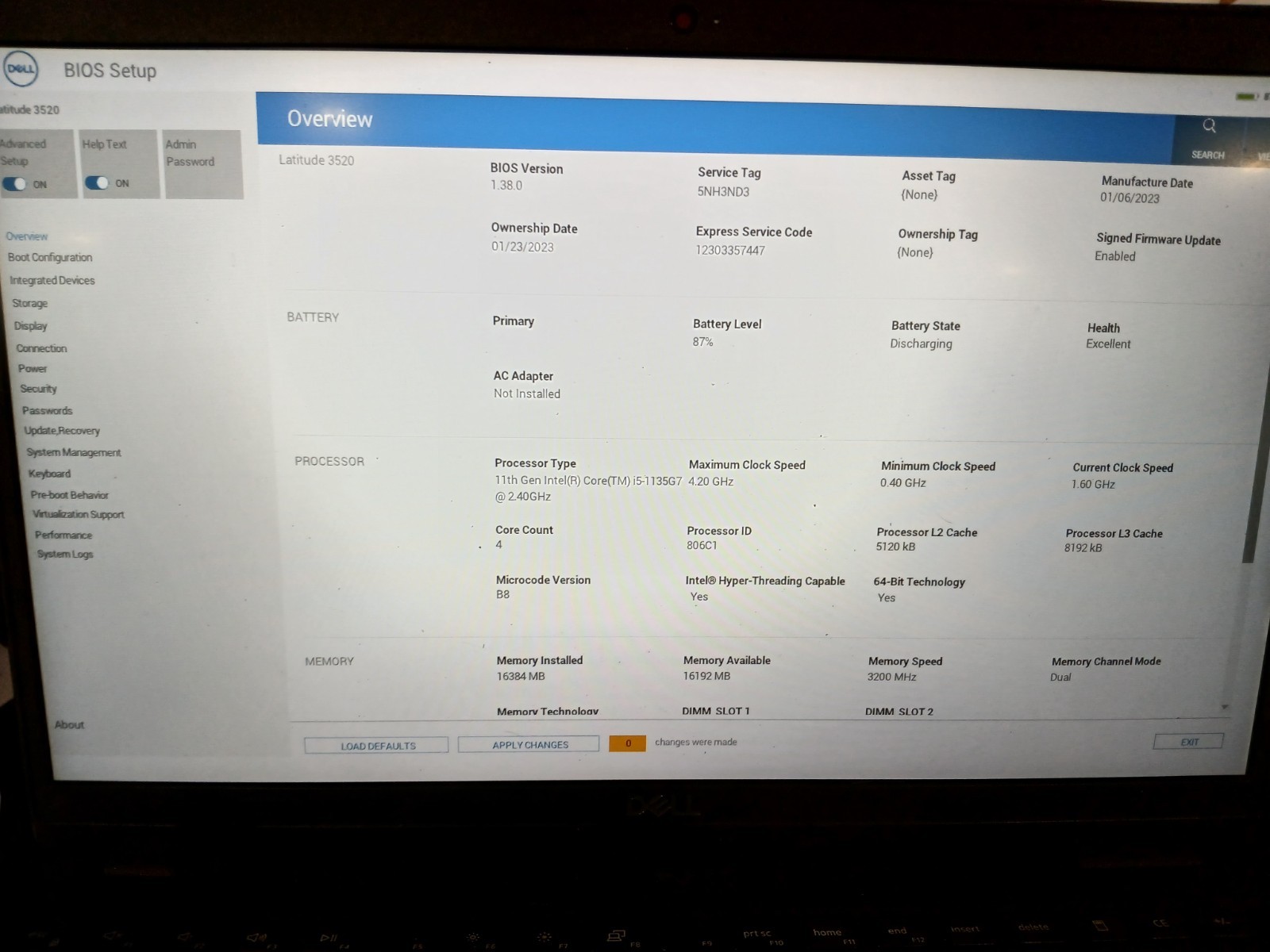 Dell Latitude 3520 i5-1135G7 16GB RAM 256GB SSD Win 11 NO AC GRADE A #97