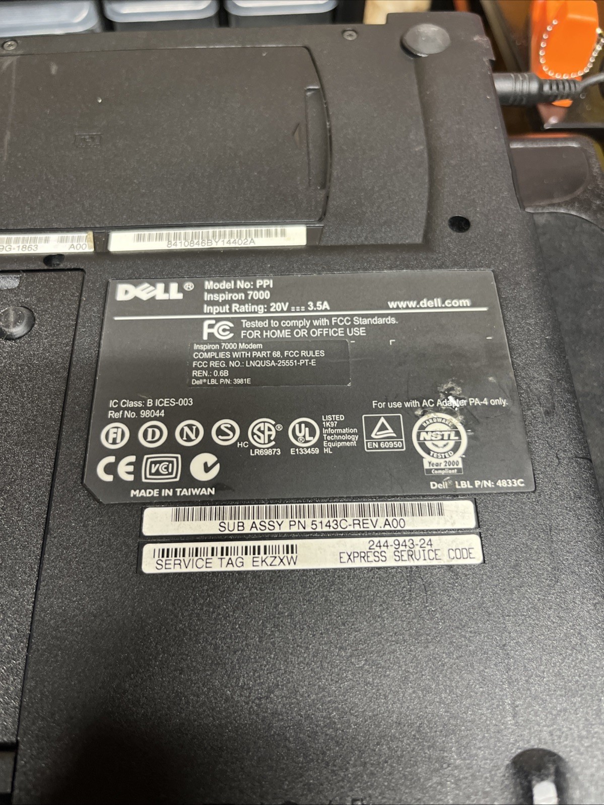 VINTAGE Dell PPI Inspiron 7000 Laptop For Parts Legacy 1644