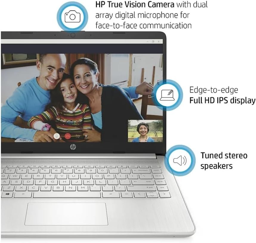 HP 14″ FHD Laptop AMD Ryzen 3-3250, 4GB RAM, 128GB SSD, Silver, Windows 11