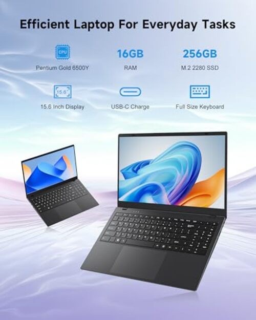 15.6 Inch Laptop Computer – 16GB RAM 256GB SSD with Pentium 6500Y Processor Up