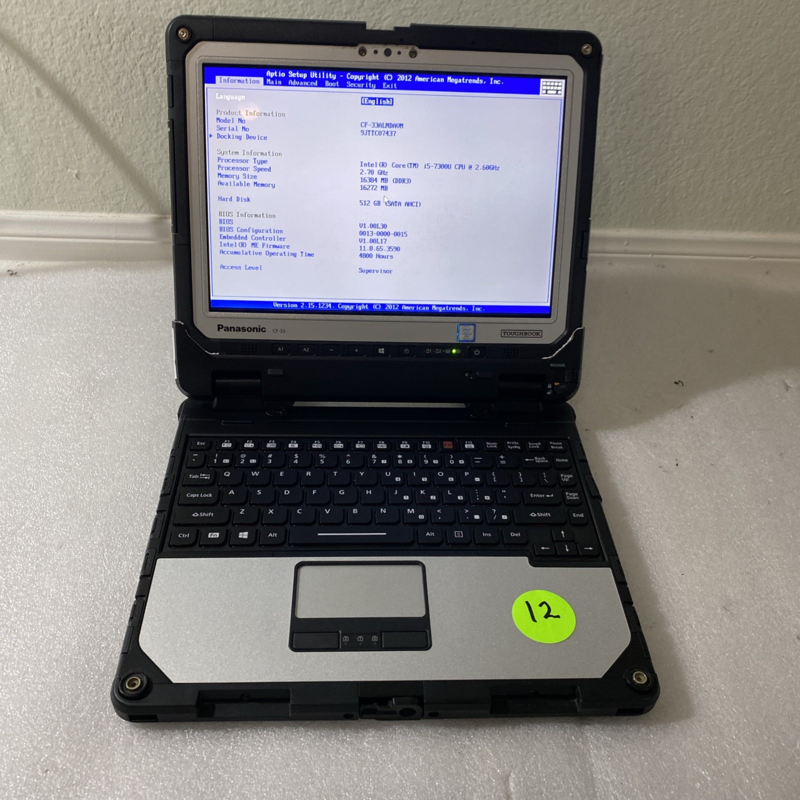 Panasonic Toughbook CF-33 i5-7300U 16GB RAM 512GB SSD 4G LTE Low 4800 Hrs _#12