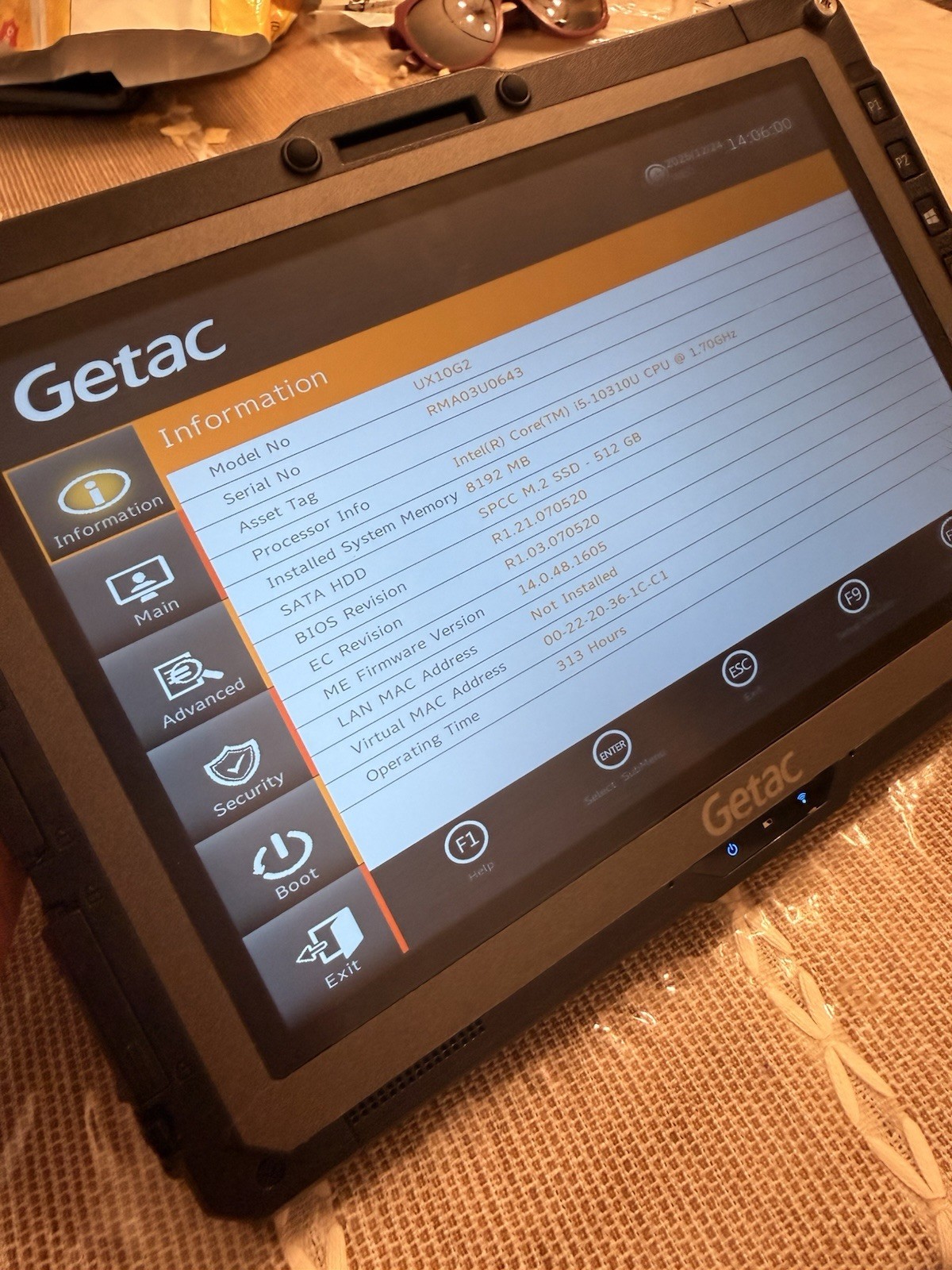 Getac UX10 G2 Rugged Tablet 10.1″ i5-10310U 1.70GHz 512GB 8GB Win10 Pro