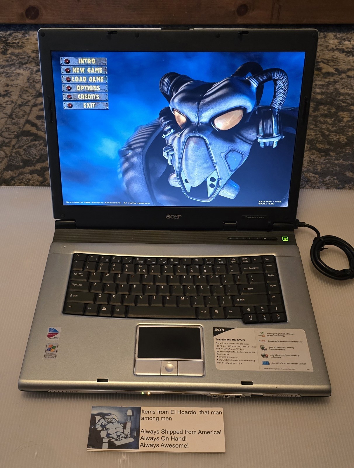 Acer Travelmate 4062 WLCi Laptop 1GB Ram 80GB HDD 1.73 Ghz Pentium M Win XP DVD