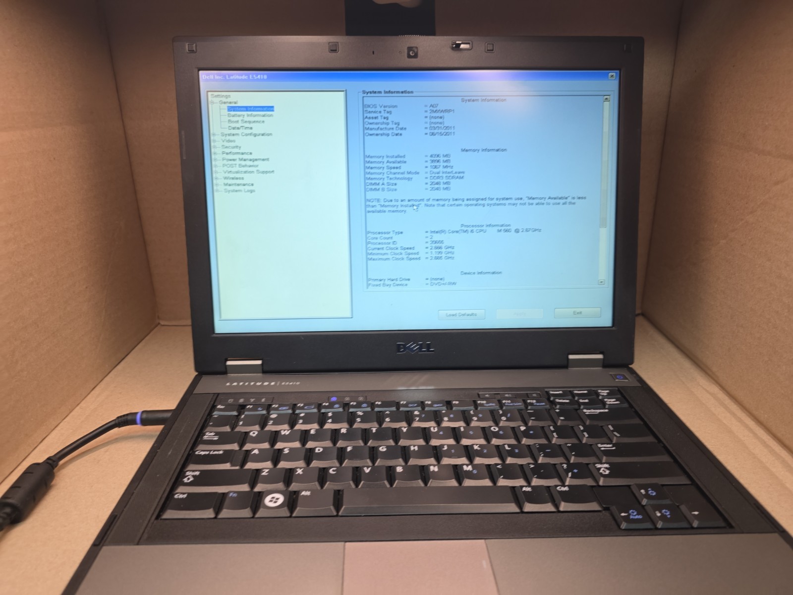 DELL LATITUDE E5410 – BOOTS TO BIOS – INTEL I5 M560 – 4 RAM – READ DESCRIP