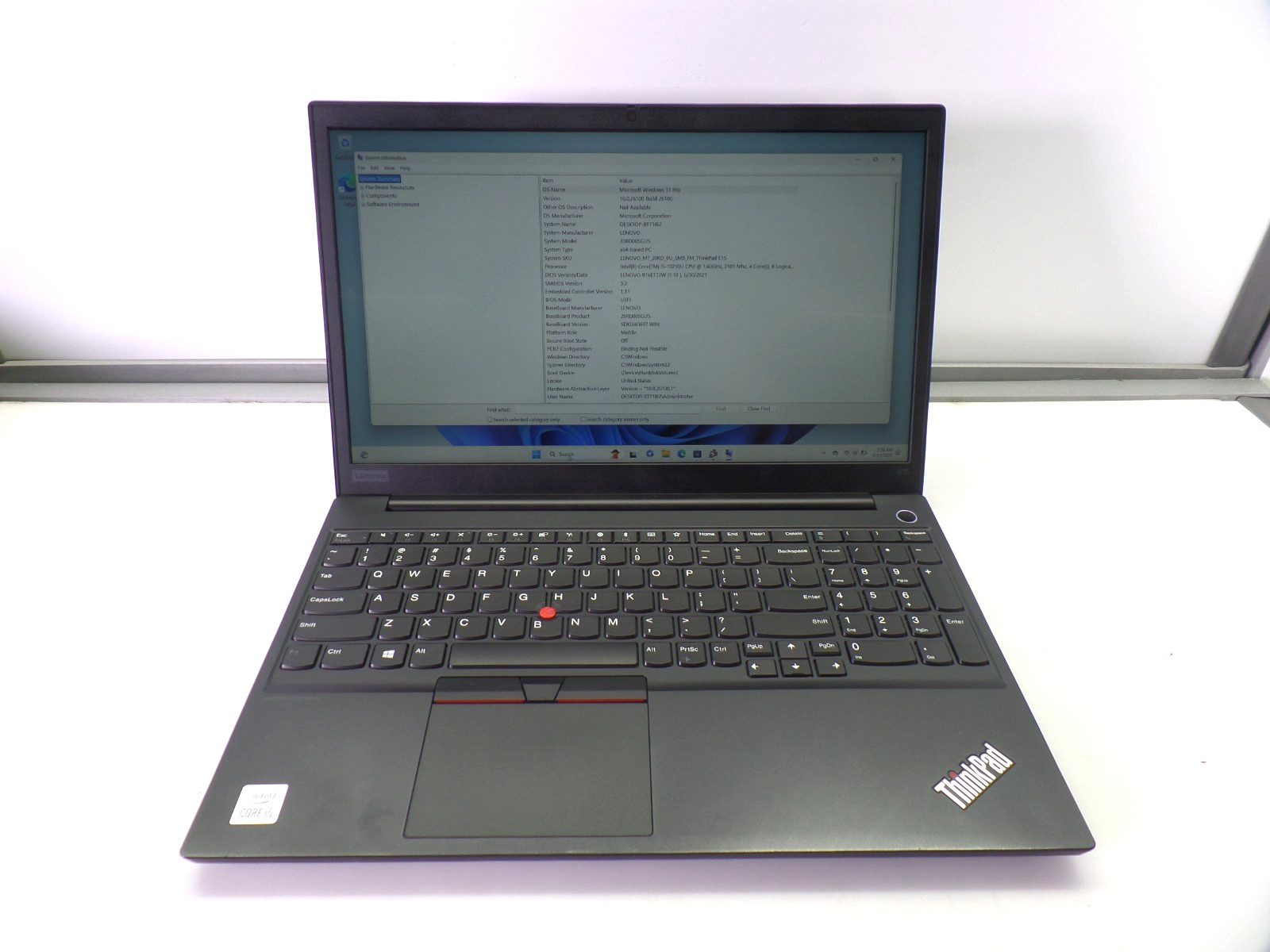 Lenovo ThinkPad Laptop | 15.6″ | i5-10210U | 8GB 256GB SSD
