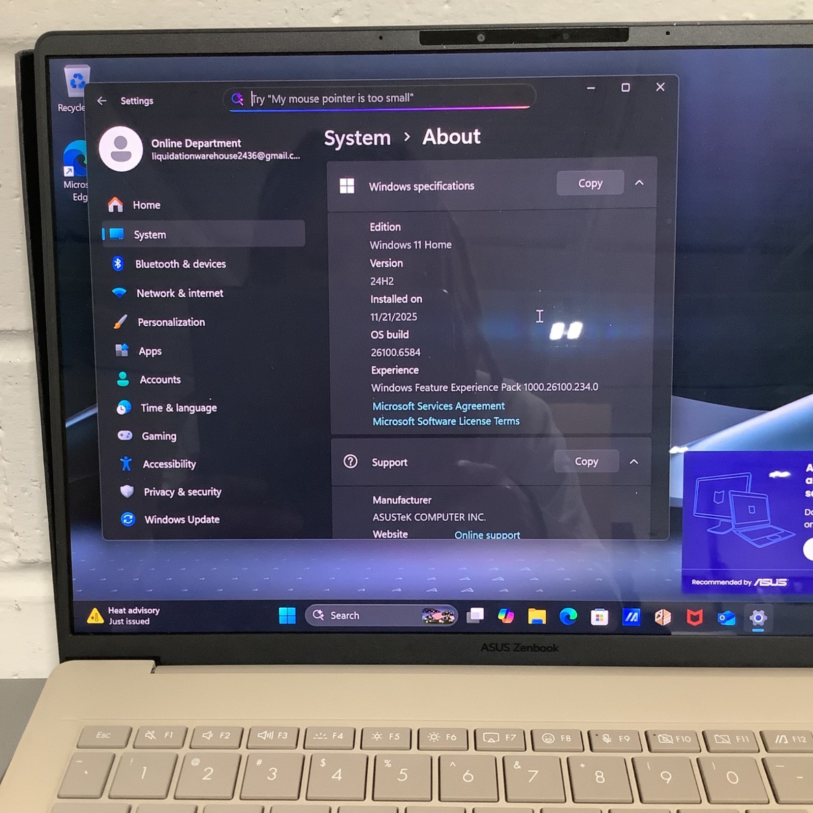 ASUS Zenbook A14 (UX3407Q) 14″ FHD+ OLED Snapdragon X Plus 16GB RAM 512GB SSD