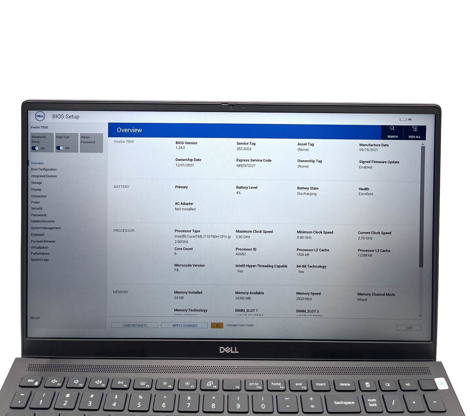 Dell Vostro 7500 15.6″ i7-10750H 24GB RAM 512GB SSD Business Laptop