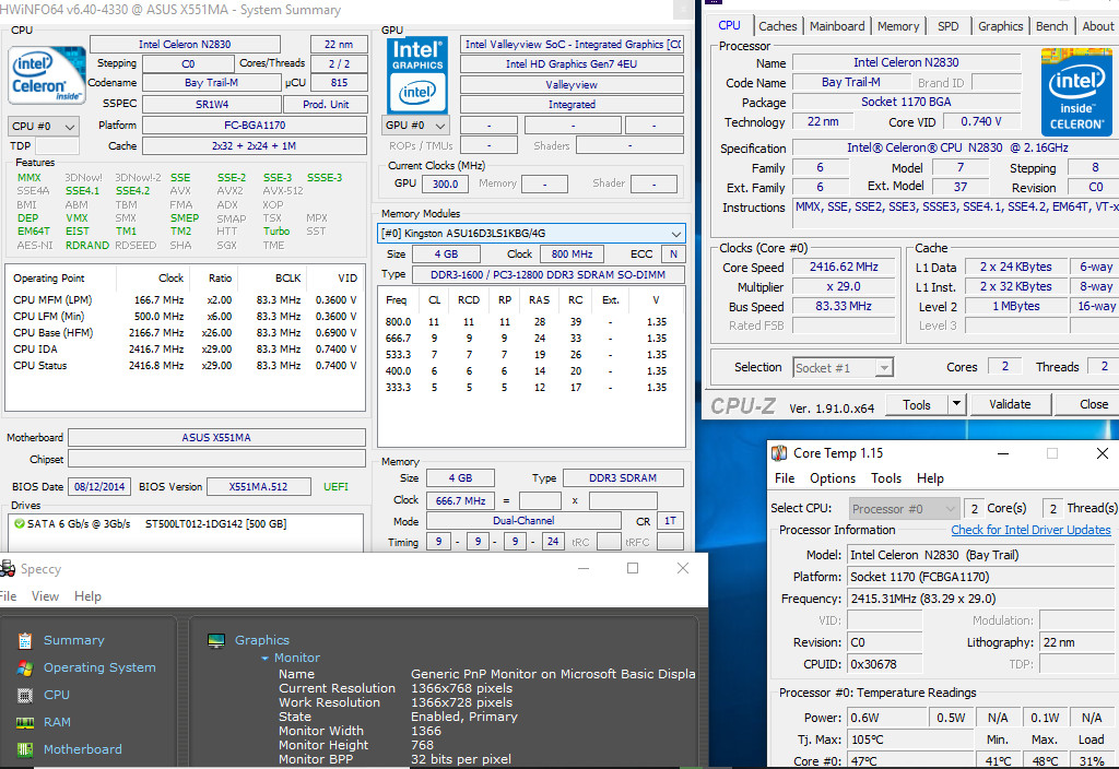 Asus X551 MA, 4 GB RAM, 500 GB HDD