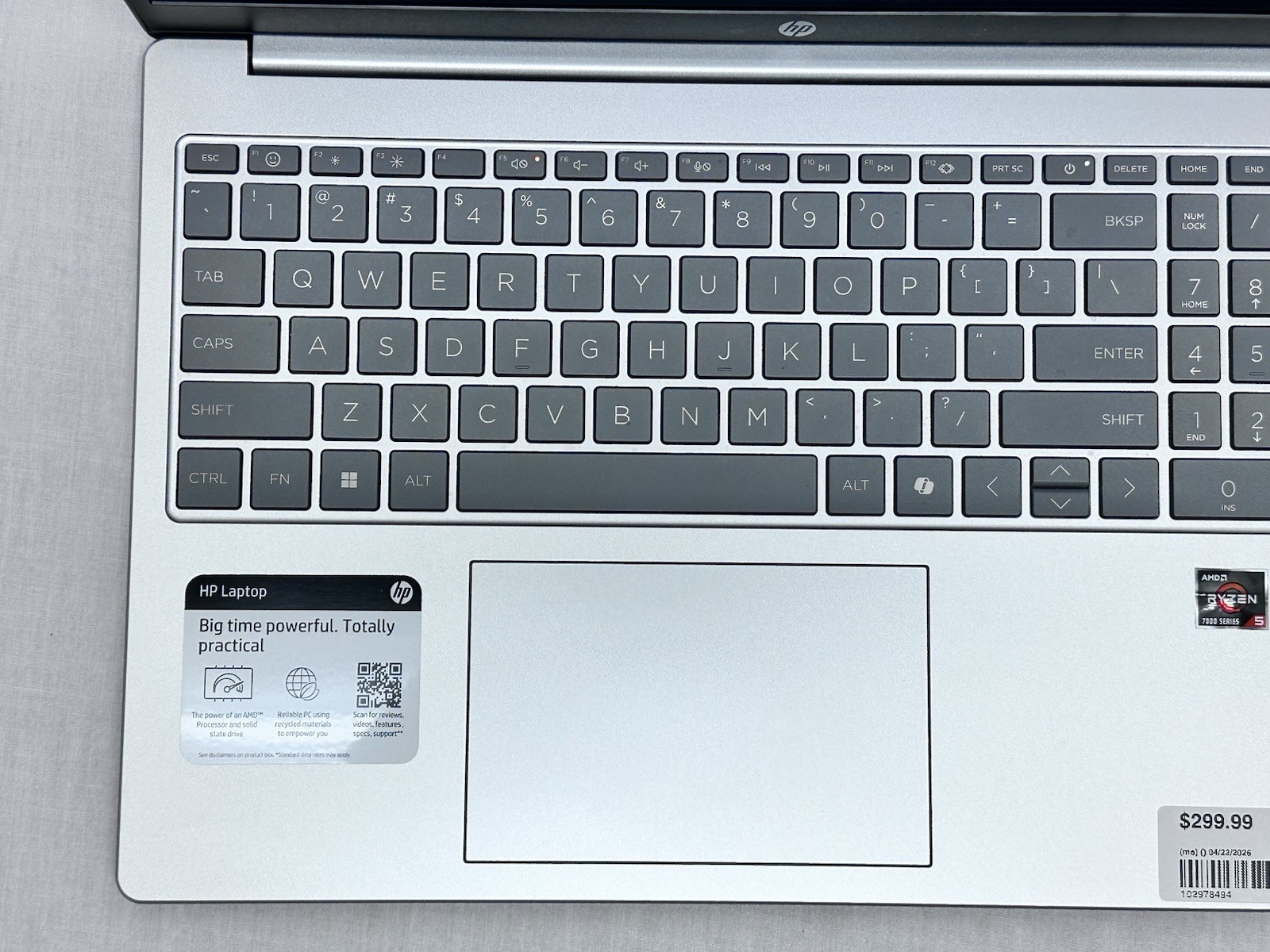 HP Laptop 15-fc0xxx 15.6” Ryzen 5 7520U 16GB Win 11 Home Silver Touchscreen