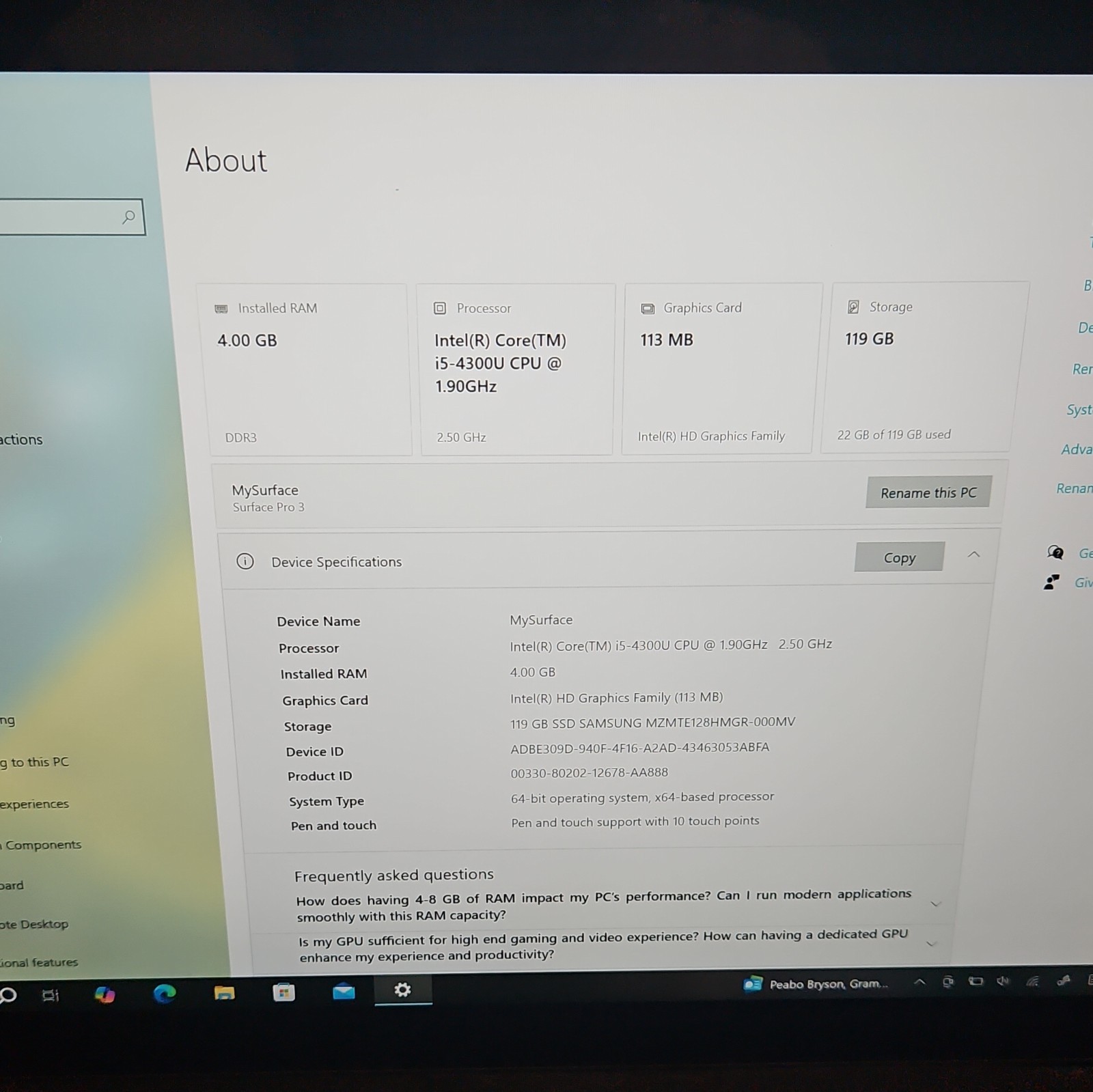 3x Lot Surface Pro 3 1.9Ghz 128GB 4GB RAM WIN 10/11 With Extras READ