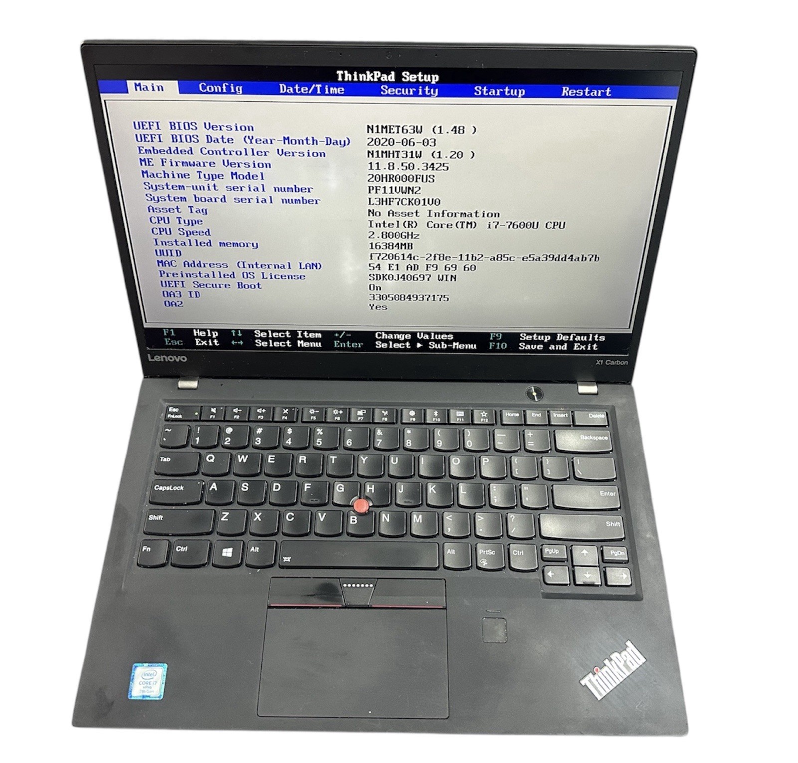 Lenovo ThinkPad X1 Carbon 14″ GEN 5 – i7-7600U 16GB RAM *NO SSD* – READ! Laptop