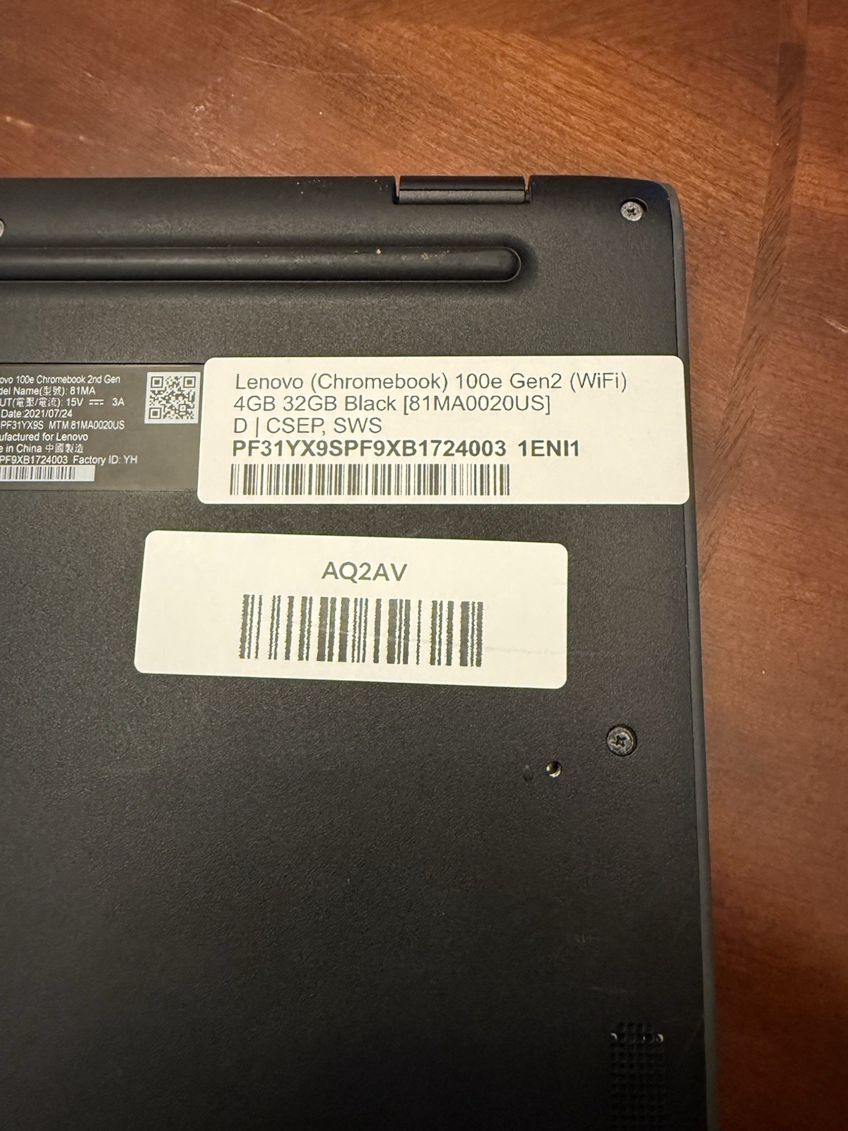 Lenovo Chromebook 100e 2nd Gen 11.6″ 4GB 32GB, Black