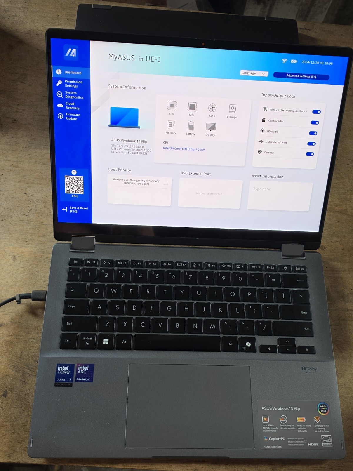 Asus Vivobook 14 Flip Core Ultra 7 256V 2.2GHz 16GB 1TB 14″ TP3407SA 8402a