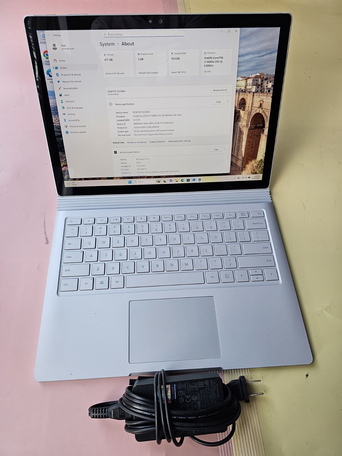 Microsoft Surface 1703 Core i7-6600U 16GB RAM 512GB SSD NVIDIA BACKLIT 3000×2000