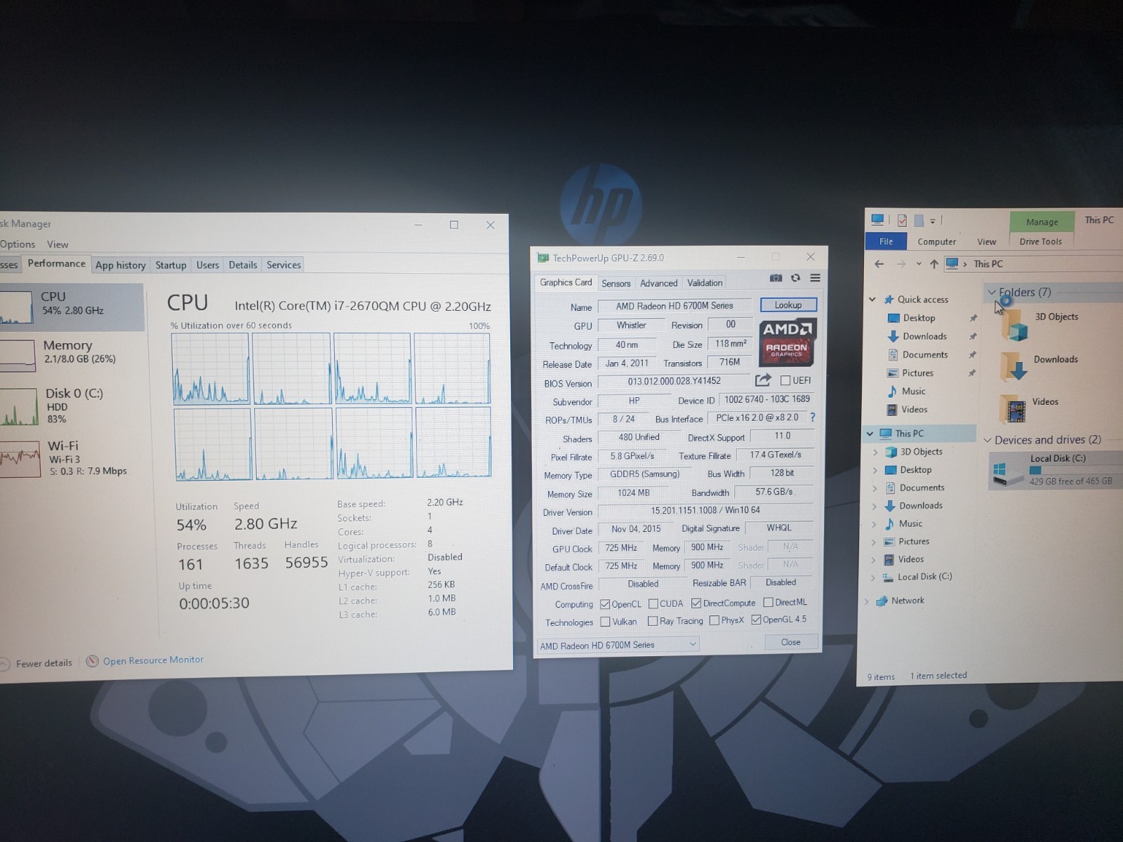 RARE HP ENVY 17t-3000 Beats Audio i7 2670qm 2.2-3.1ghz 8g 500g Win10 W/AC NO BAT