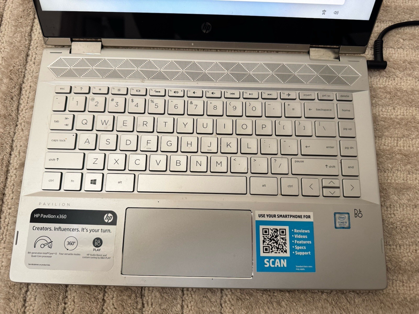 HP Pavilion x360 14m-cd0003dx, Intel i5-8250U@1.6GHz, 8GB RAM, 128GB SSD, Touch