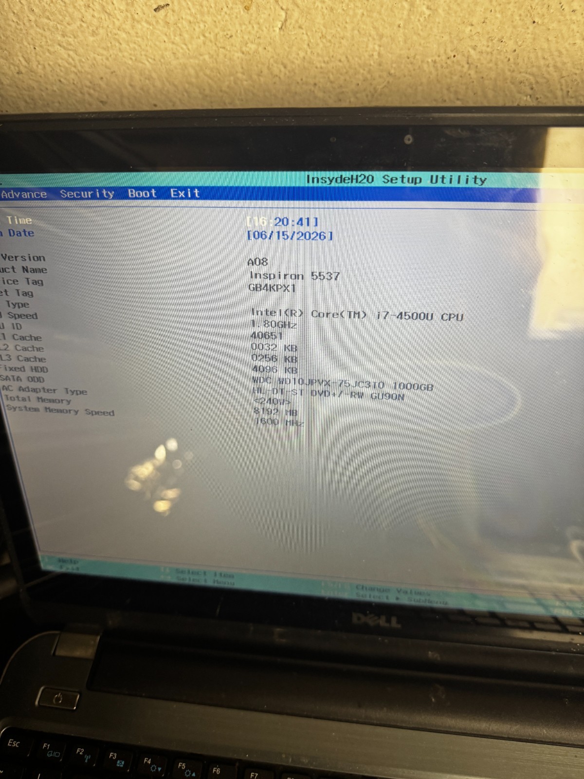 Dell inspiron 5537 Core I7-4500 8GB RAM Laptop for Parts/Repair #6312