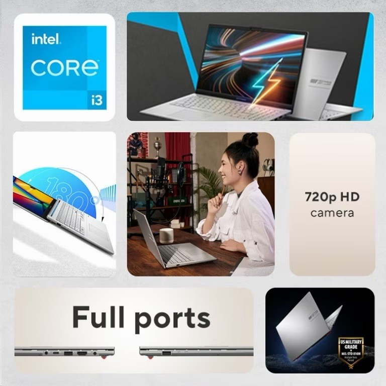 ASUS Vivobook Go 15.6” FHD Laptop,Intel i3-N305,8GB RAM,256GB UFS,Cool Silver