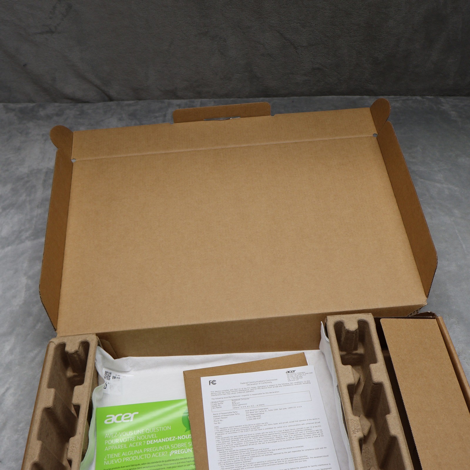 Acer Aspire 3 Retail Box Laptop Structural Supports Setup Guide Box Only