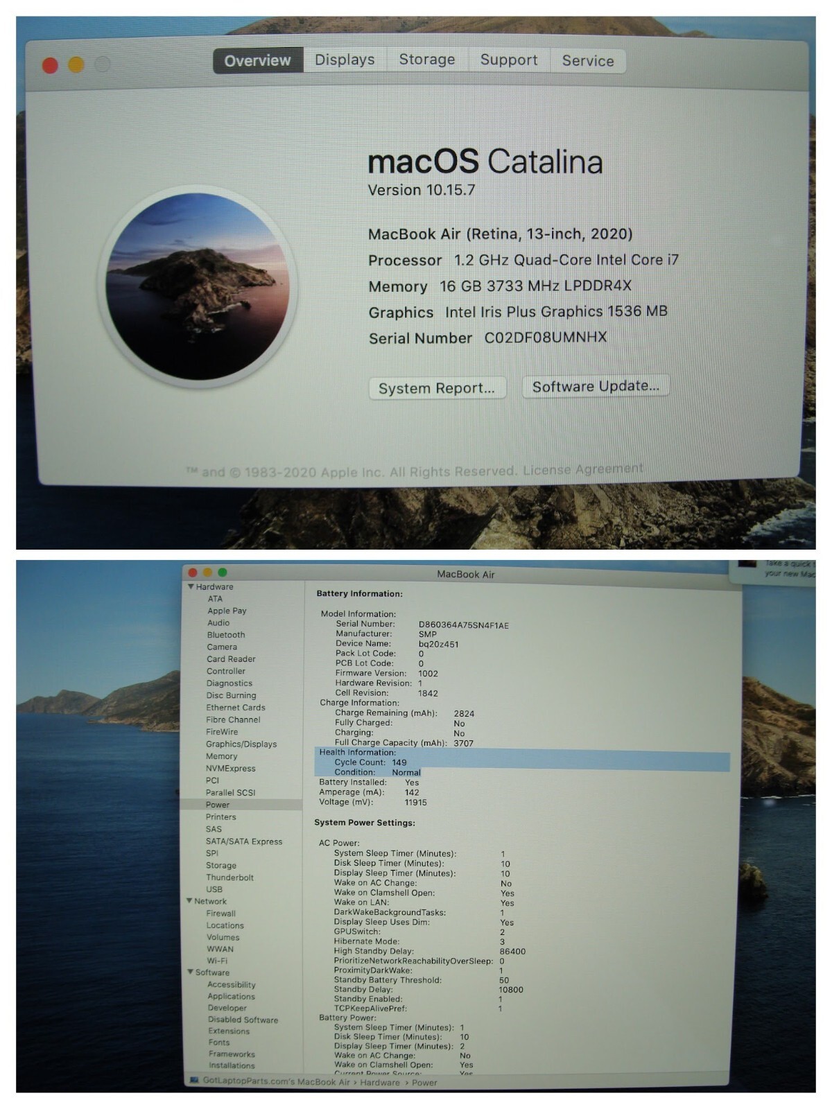 Apple MacBook Air 13″ A2179 (2020) i7-1060NG7 16GB 256GB MWTJ2LL/A Space Gray