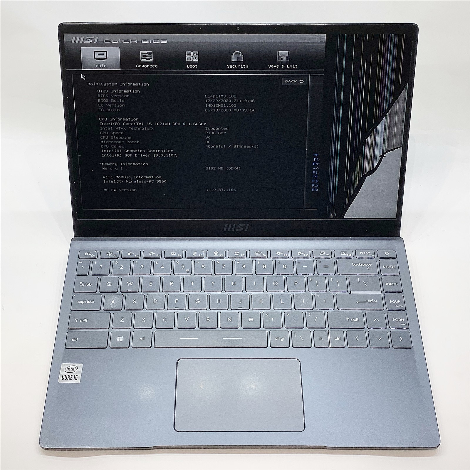 MSI MS-14D1 Laptop Intel Core i5 10210U 1.60GHZ 14″ FHD 8GB RAM NO HDD Parts