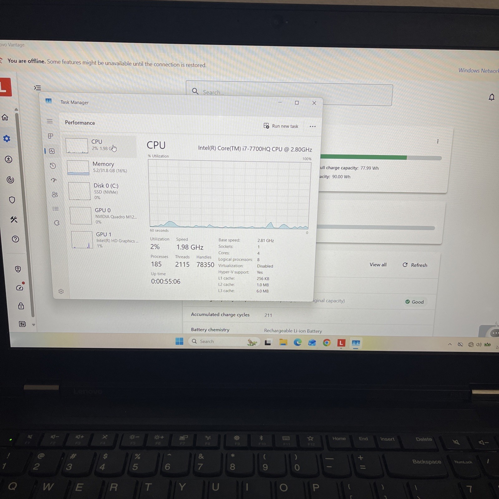 Lenovo ThinkPad P51 i7-7700HQ 32GB 500GB NVMe Quadro M1200 FHD Win11 Pro