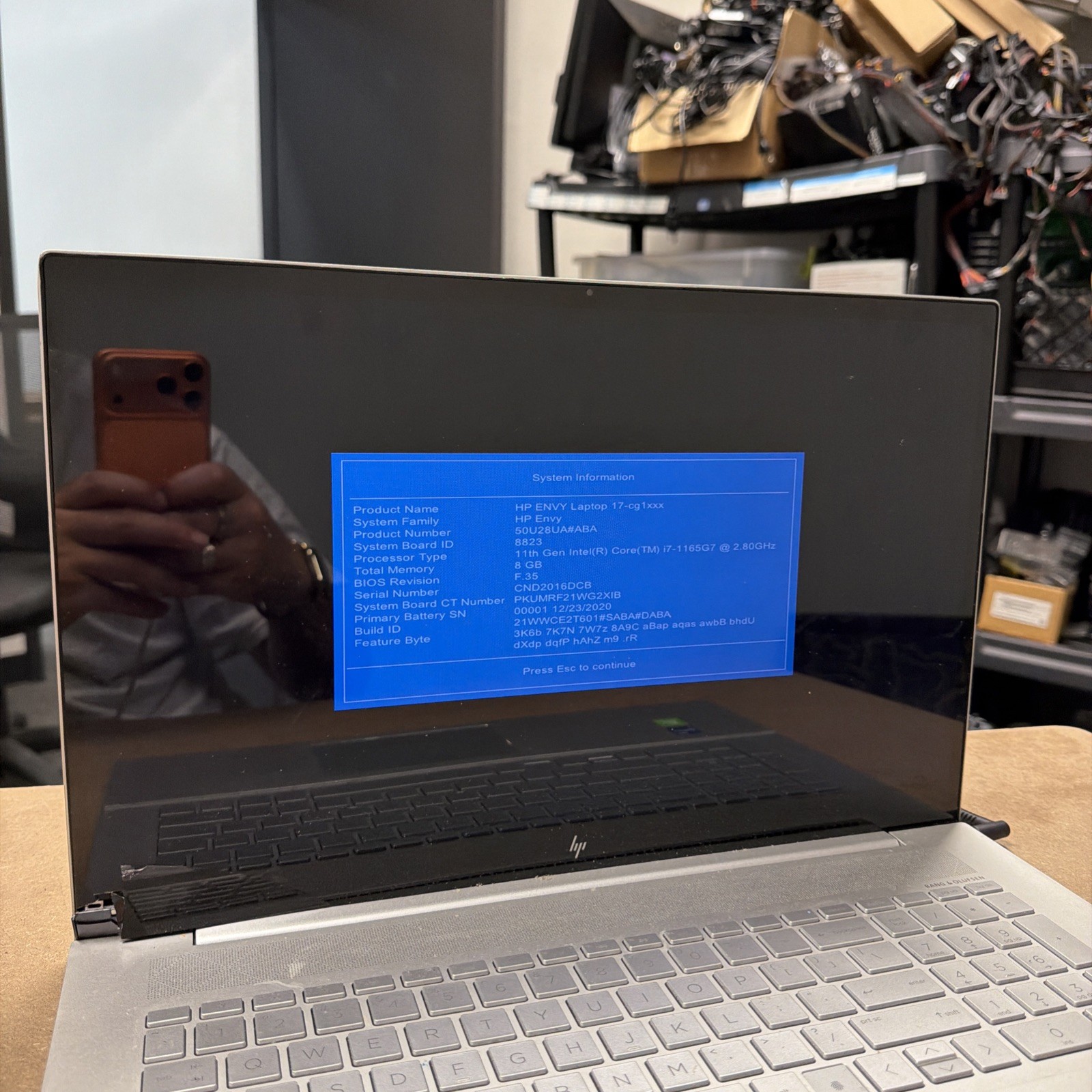 *BROKEN SCREEN HP Envy 17.3″ I7-1165G7 Laptop 8GB RAM NO SSD MX450