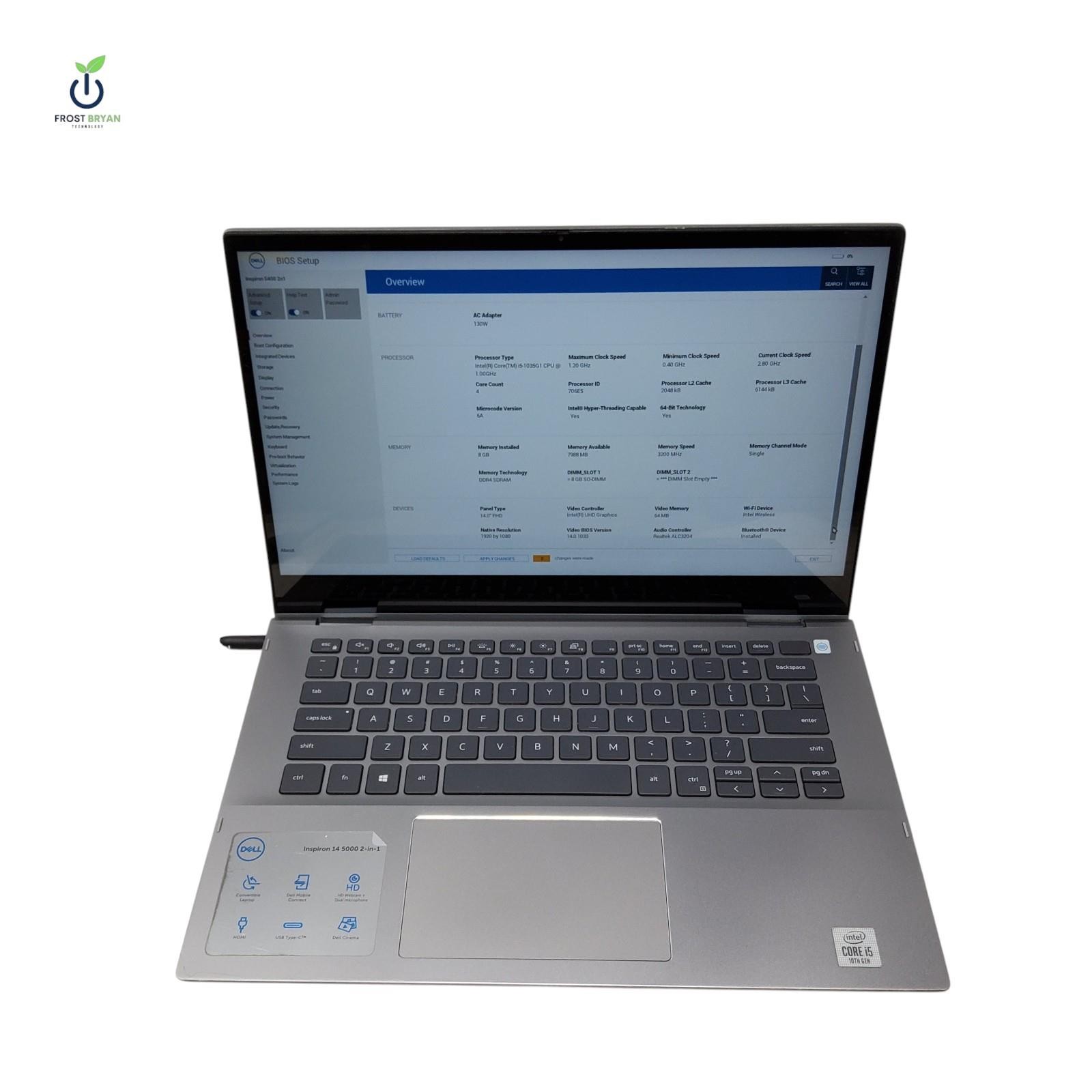 DELL Inspiron 5400 2n1 i5-1035G1@1.00GHz 8 GB No SSD/OS/Batt Grade D [DEFECTIVE]