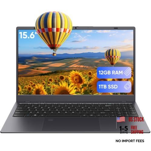 Laptop, 12GB LPDDR5 RAM 1TB SSD, Quad-Core N95 Processor Up to 3.4GHz, Gray
