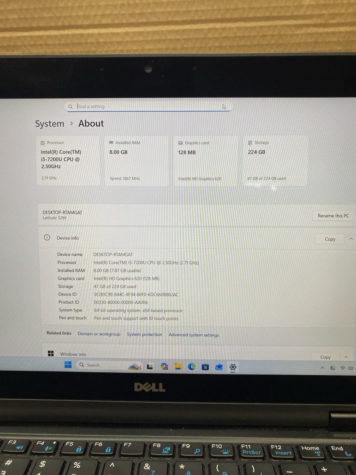 Dell Latitude 5289 2-in-1 Touchscreen Core i5-7200U 8GB RAM 256GB SSD Win 11 Pro