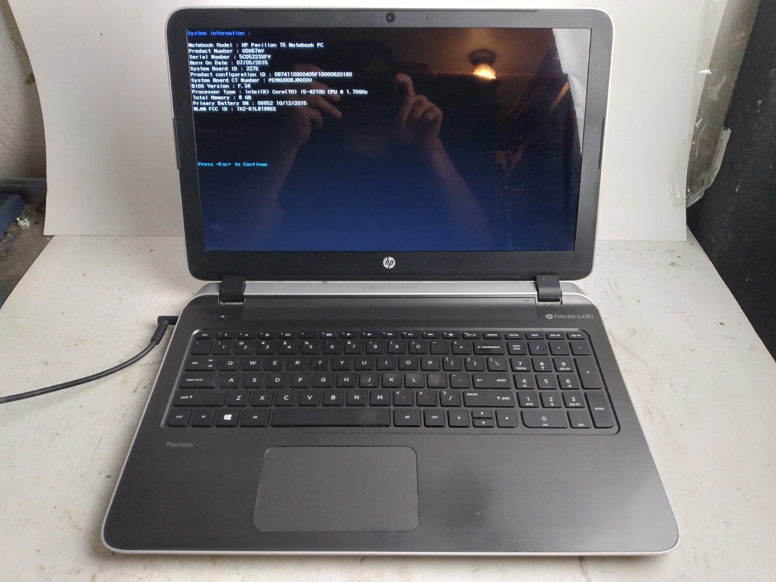 HP Pavilion 15 w/i5-4210U, 8GB RAM, 500GB HDD, 15.6″ Laptop for Parts/Repair